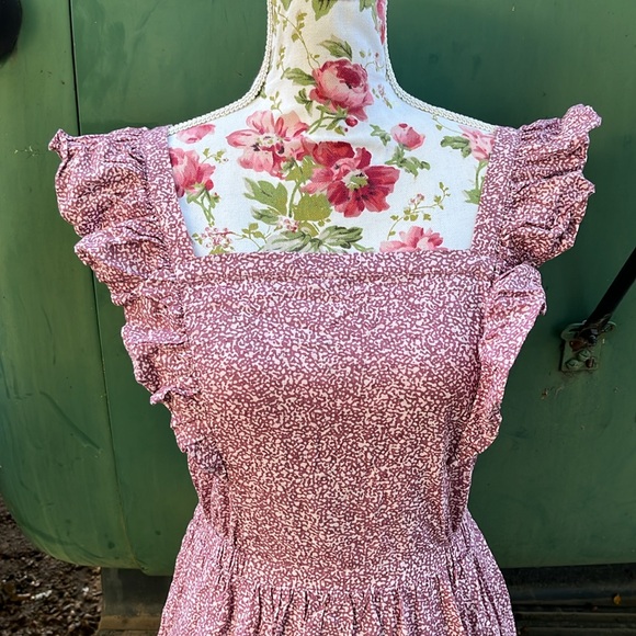 NWT Purple Floral Cottagecore Cut Out Back Midi Dress - Picture 6 of 17